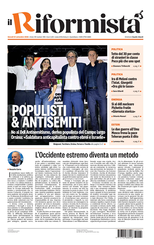 Prima pagina Il Riformista di oggi - Quotidiano nazionale