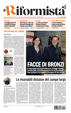 Prima pagina Il Riformista di oggi - Quotidiano nazionale