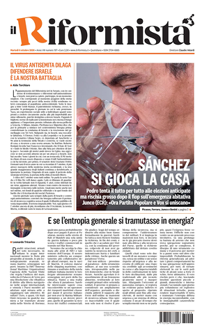 Prima pagina Il Riformista di oggi - Quotidiano nazionale