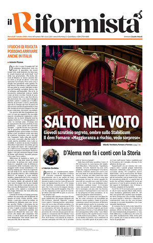 Prima pagina Il Riformista di oggi - Quotidiano nazionale