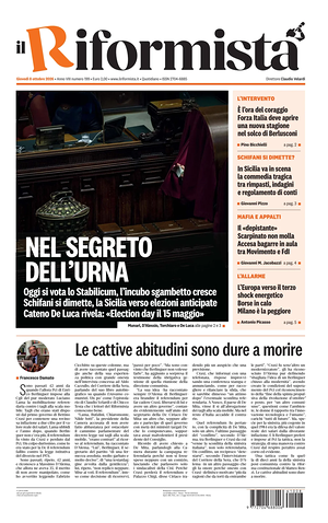 Prima pagina Il Riformista di oggi - Quotidiano nazionale