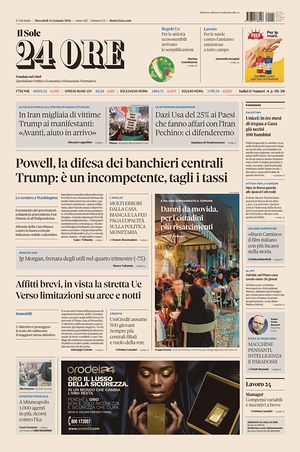 Il Sole 24 Ore prima pagina
