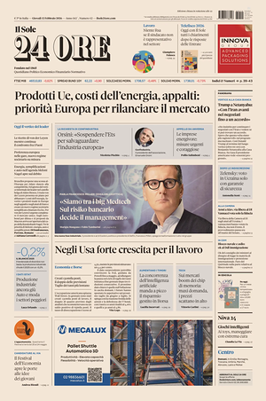 Il Sole 24 Ore prima pagina