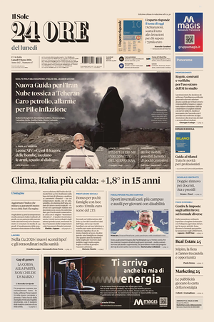 Prima pagina Il Sole 24 Ore di oggi - Quotidiano finanza