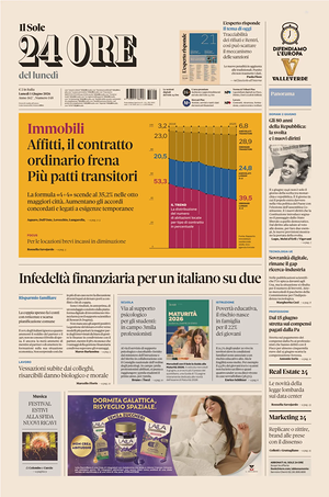 Il Sole 24 Ore prima pagina
