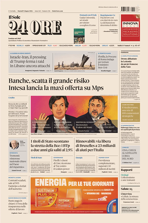 Il Sole 24 Ore prima pagina