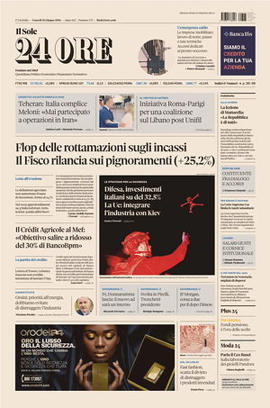 Il Sole 24 Ore prima pagina