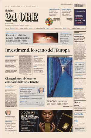 Il Sole 24 Ore prima pagina