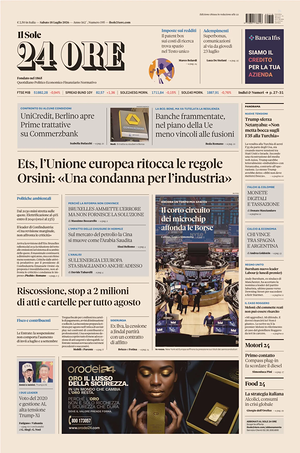Il Sole 24 Ore prima pagina
