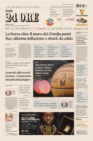 Il Sole 24 Ore prima pagina