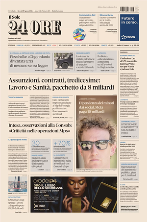 Il Sole 24 Ore prima pagina