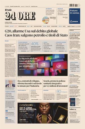 Il Sole 24 Ore prima pagina