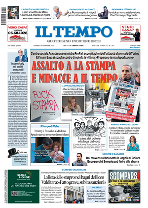 Prima pagina Il Tempo di oggi - Quotidiano regionale