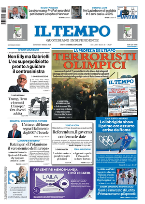 Prima pagina Il Tempo di oggi - Quotidiano regionale