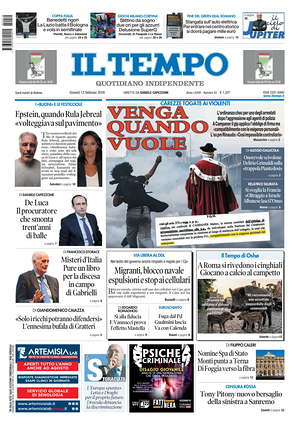 Prima pagina Il Tempo di oggi - Quotidiano regionale