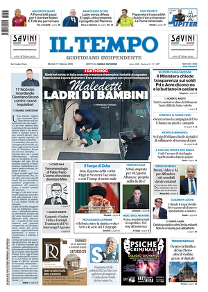 Prima pagina Il Tempo di oggi - Quotidiano regionale