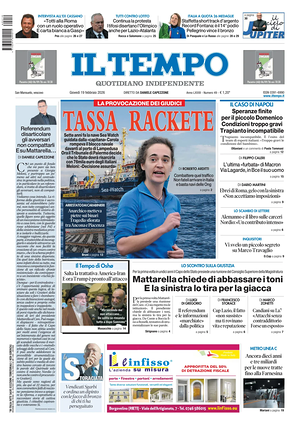 Prima pagina Il Tempo di oggi - Quotidiano regionale
