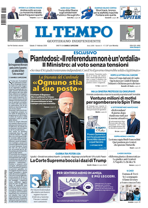 Prima pagina Il Tempo di oggi - Quotidiano regionale