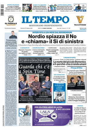 Prima pagina Il Tempo di oggi - Quotidiano regionale