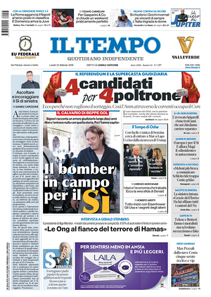 Prima pagina Il Tempo di oggi - Quotidiano regionale