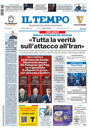 Prima pagina Il Tempo di oggi - Quotidiano regionale