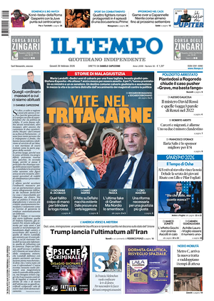 Prima pagina Il Tempo di oggi - Quotidiano regionale
