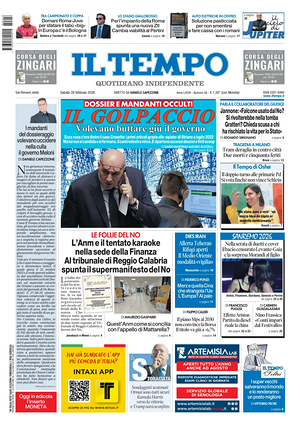 Prima pagina Il Tempo di oggi - Quotidiano regionale