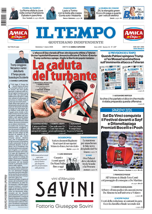 Prima pagina Il Tempo di oggi - Quotidiano regionale