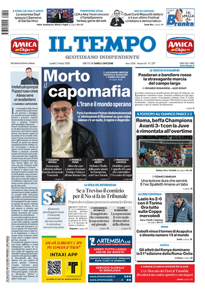 Prima pagina Il Tempo di oggi - Quotidiano regionale