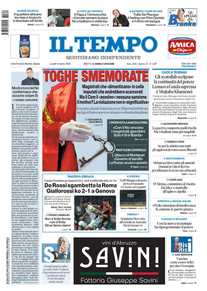 Prima pagina Il Tempo di oggi - Quotidiano regionale