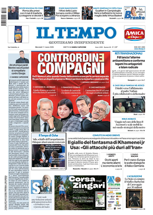 Prima pagina Il Tempo di oggi - Quotidiano regionale
