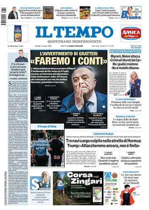 Prima pagina Il Tempo di oggi - Quotidiano regionale