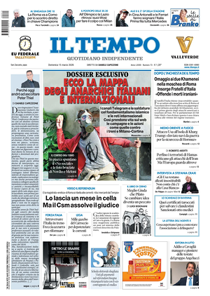 Prima pagina Il Tempo di oggi - Quotidiano regionale