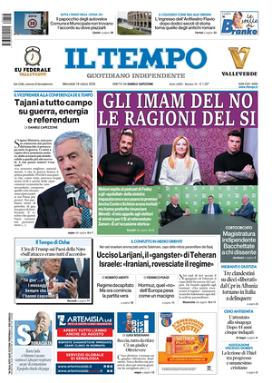 Prima pagina Il Tempo di oggi - Quotidiano regionale