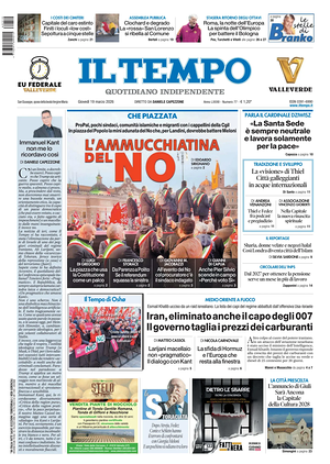 Prima pagina Il Tempo di oggi - Quotidiano regionale