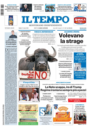 Prima pagina Il Tempo di oggi - Quotidiano regionale