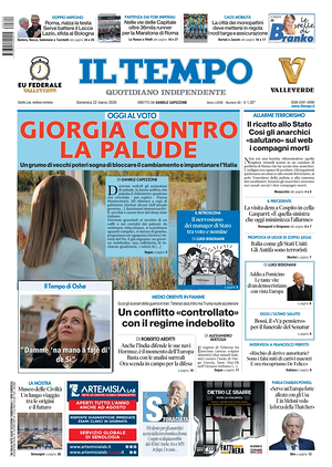 Prima pagina Il Tempo di oggi - Quotidiano regionale