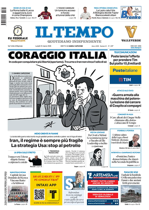 Prima pagina Il Tempo di oggi - Quotidiano regionale