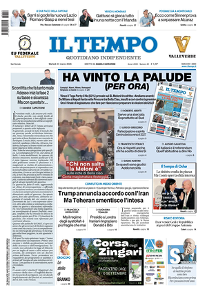 Prima pagina Il Tempo di oggi - Quotidiano regionale