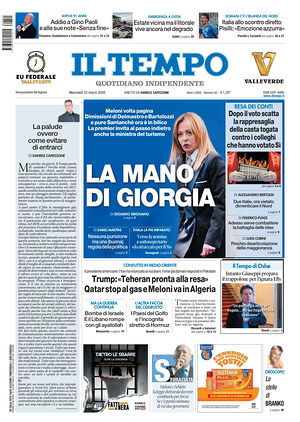 Prima pagina Il Tempo di oggi - Quotidiano regionale
