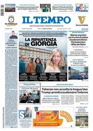 Prima pagina Il Tempo di oggi - Quotidiano regionale