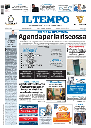 Prima pagina Il Tempo di oggi - Quotidiano regionale