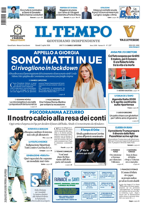 Prima pagina Il Tempo di oggi - Quotidiano regionale