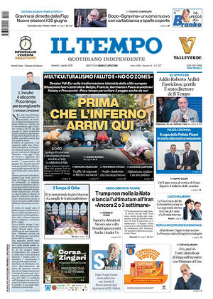 Prima pagina Il Tempo di oggi - Quotidiano regionale