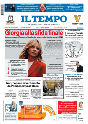 Prima pagina Il Tempo di oggi - Quotidiano regionale