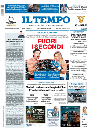Prima pagina Il Tempo di oggi - Quotidiano regionale