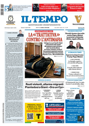 Prima pagina Il Tempo di oggi - Quotidiano regionale