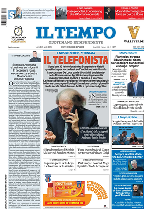 Prima pagina Il Tempo di oggi - Quotidiano regionale