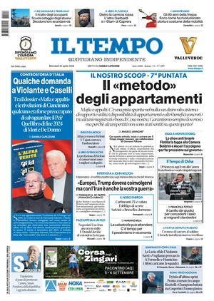 Prima pagina Il Tempo di oggi - Quotidiano regionale