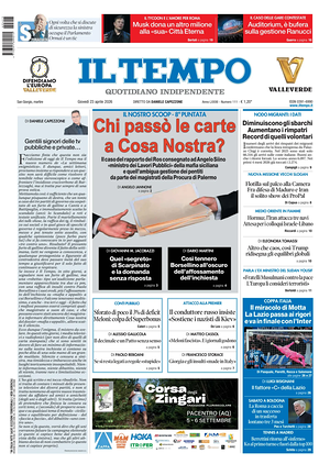 Prima pagina Il Tempo di oggi - Quotidiano regionale